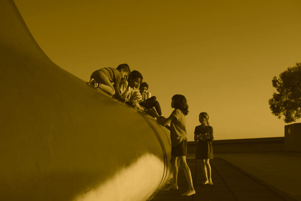 Children playing on Pheena the Whale